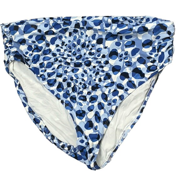 Tahari Blue White Leopard Bikini Set XL Twist Underwire High Waist Resort Swim - Picture 7 of 9